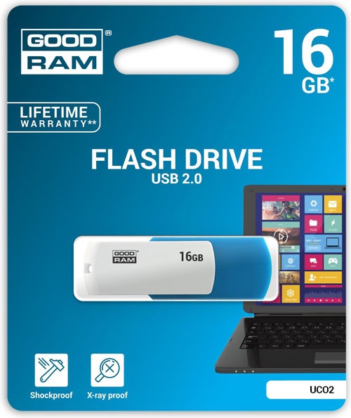 GOODRAM 16GB USB2.0 UCO2 Kék-fehér (UCO2-0160MXR11) Flash Drive
