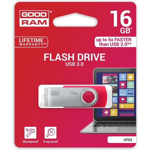 GOODRAM 16GB USB3.0 UTS3 Piros (UTS3-0160R0R11) Flash Drive