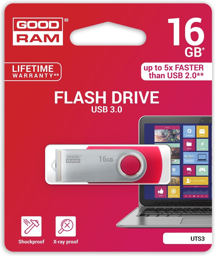 GOODRAM 16GB USB3.0 UTS3 Piros (UTS3-0160R0R11) Flash Drive