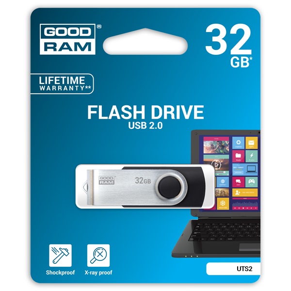 GOODRAM 32GB USB2.0 UTS2 Fekete (UTS2-0320K0R11) Flash Drive