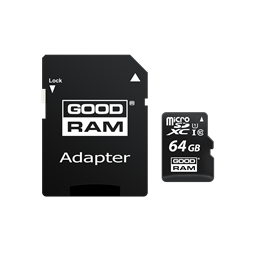GOODRAM 64GB SD micro (SDXC Class 10 UHS-I) (M1AA-0640R12) memóriakártya adapterrel