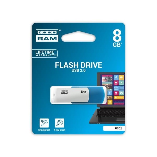 GOODRAM 8GB USB2.0 UCO2 Kék-fehér (UCO2-0080MXR11) Flash Drive