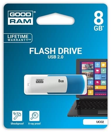 GOODRAM 8GB USB2.0 UCO2 Kék-fehér (UCO2-0080MXR11) Flash Drive