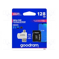 GOODRAM Memóriakártya SDXC 128GB CL10 UHS-I + adapter + OTG kártyaolvasó