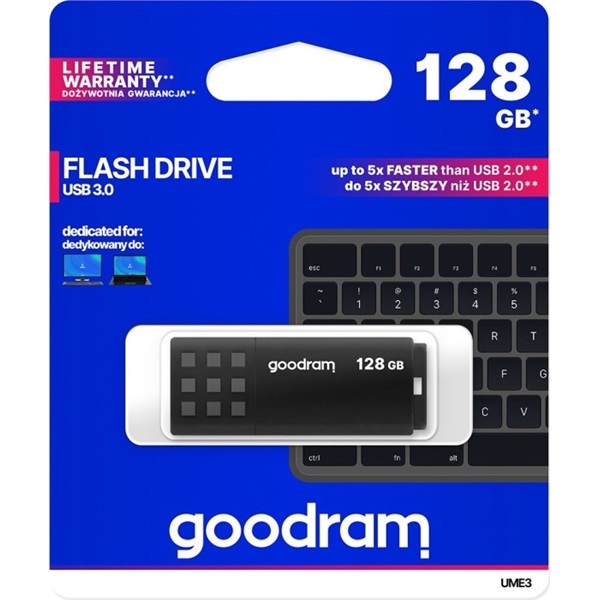 GOODRAM Pendrive 128GB, UME3 USB 3.1, Fekete