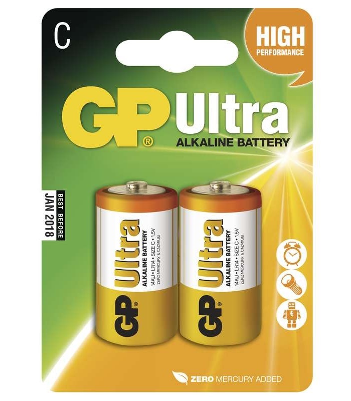 GP Ultra alkáli C baby elem (LR14) 2db/bliszter