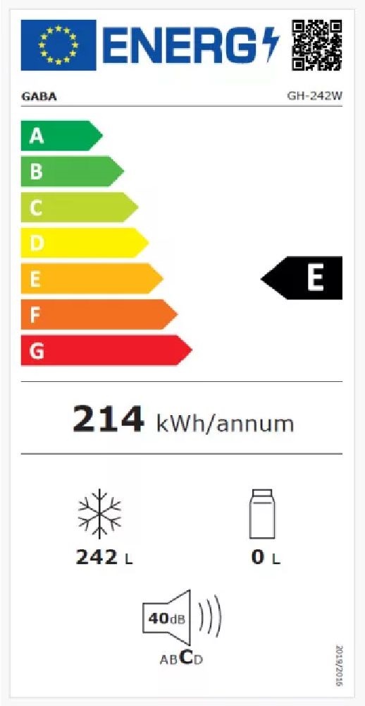 Gaba GH-242W 242 L fehér, Fagyasztó:242L, fagyasztószekrény