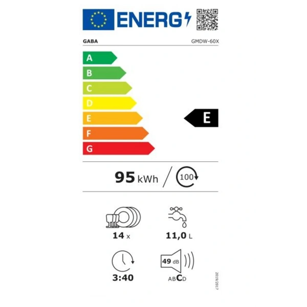 Gaba GMDW-60X ezüst, programok száma: 5, szabadonálló, 14 terítékes mosogatógép (Újszerű)