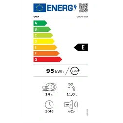 Gaba GMDW-60X ezüst, programok száma: 5, szabadonálló, 14 terítékes mosogatógép (Újszerű)