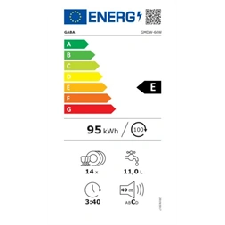 Gaba GMDW-60W fehér, programok száma: 5, szabadonálló, 14 terítékes mosogatógép 