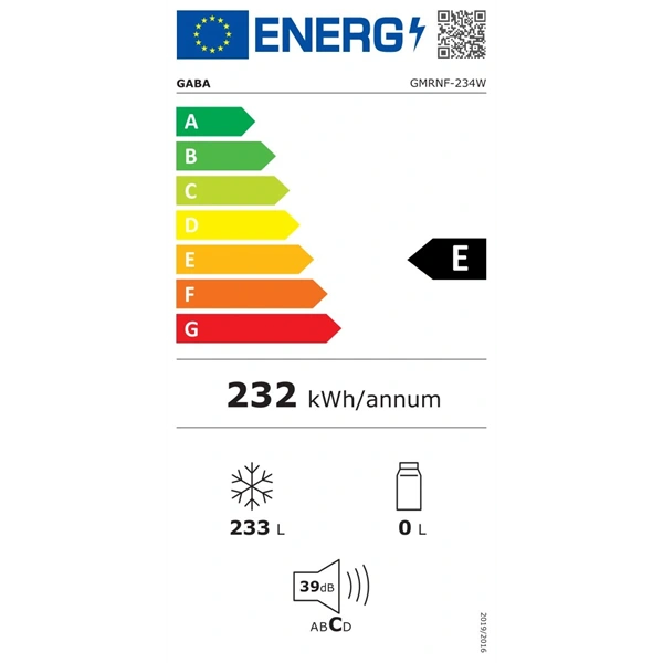 Gaba GMRNF-234W Fagyasztó:233L, No Frost fagyasztóláda (Újszerű)