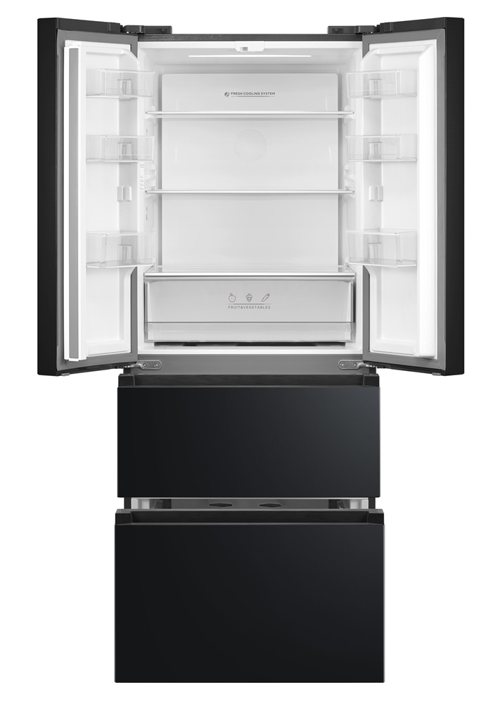 Gaba GMR-392BE fekete, francia ajtós, alulfagyasztós, Hűtő:244L, Fagyasztó:147L, No Frost hűtőszekrény