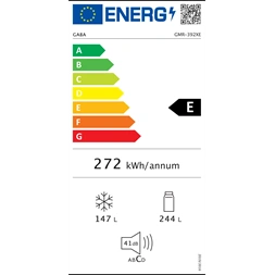 Gaba GMR-392XE inox, francia ajtós, alulfagyasztós, Hűtő:244L, Fagyasztó:147L, No Frost hűtőszekrény