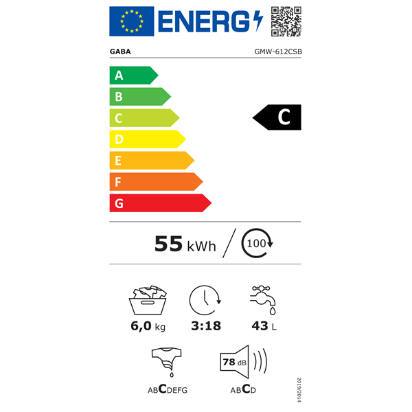 Gaba GMW-612CSB 6 kg felültöltős mosógép