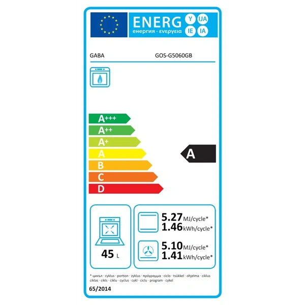 Gaba GOS-G5060GB szürke-fekete, szabadonálló, gáz, főzőzóna: 4, sütő:45L, tűzhely