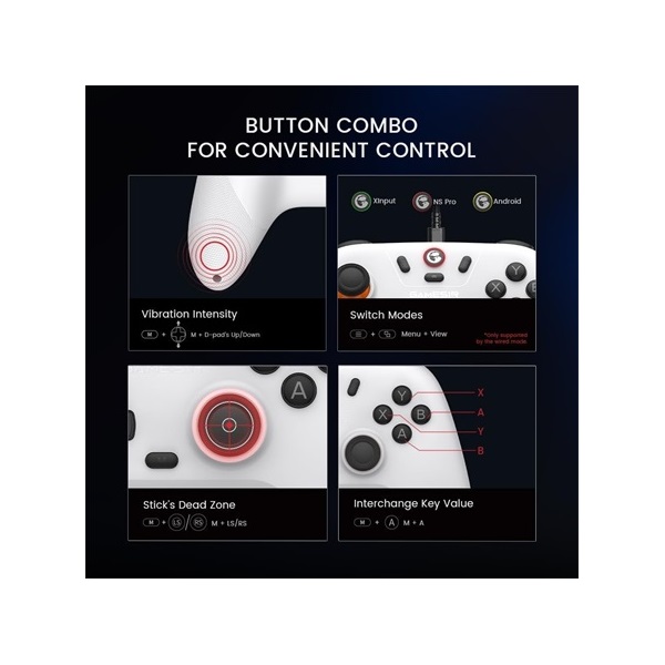 GameSir Nova Lite Multiplatform Android/iOS/Nintendo Switch/PC Bluetooth/USB vezeték nélküli fehér kontroller