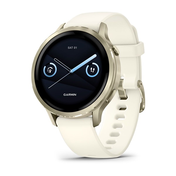 Garmin 010-03013-00 Venu 4 (41mm) csontszínű szilikon szíjjal arany okosóra