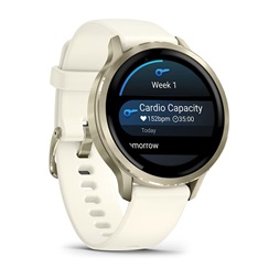 Garmin 010-03013-00 Venu 4 (41mm) csontszínű szilikon szíjjal arany okosóra