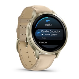 Garmin 010-03013-03 Venu 4 (41mm) csontszínű szilikon és homokszínű bőrszíjjal arany okosóra