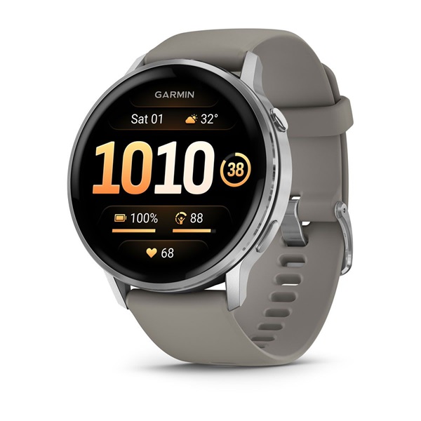 Garmin 010-03014-01 Venu 4 (45mm) szürke szilikon szíjjal ezüst okosóra