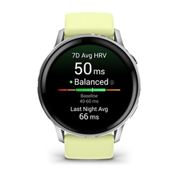 Garmin 010-03014-02 Venu 4 (45mm) citromsárga szilikon szíjjal ezüst okosóra