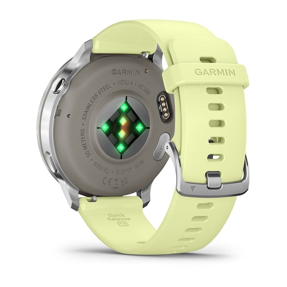 Garmin 010-03014-02 Venu 4 (45mm) citromsárga szilikon szíjjal ezüst okosóra