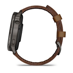 Garmin 010-03014-03 Venu 4 (45mm) fekete szilikon és barna bőrszíjjal sötétszürke okosóra