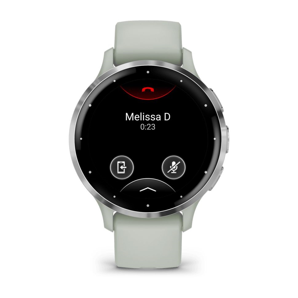 Garmin Venu 3S zsálya, ezüst kerettel, szilikon szíjjal okosóra