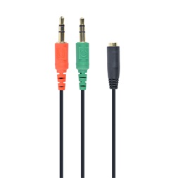 Gembird 20cm 2db Jack stereo 3,5mm -> Jack stereo 3,5mm (4pin) M/F fekete adapter