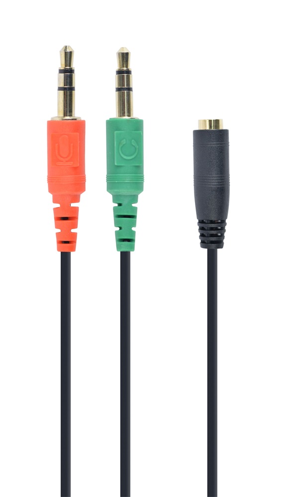 Gembird 20cm 2db Jack stereo 3,5mm -> Jack stereo 3,5mm (4pin) M/F fekete adapter