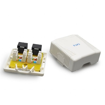 Gembird 2x RJ45 kat. 6 fali aljzat, komplett fehér