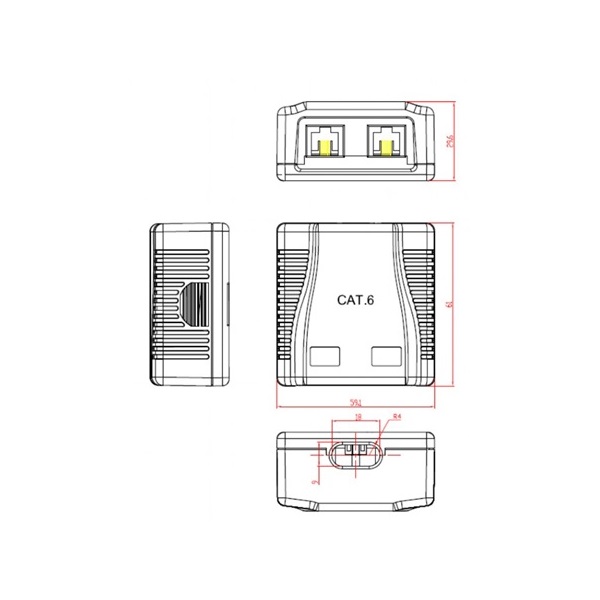 Gembird 2x RJ45 kat. 6 fali aljzat, komplett fehér
