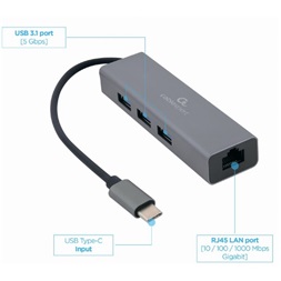 Gembird A-CMU3-LAN-01 1Gb/s USB-C hálózati adapter