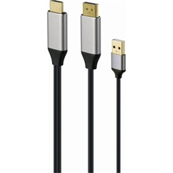 Gembird A-HDMIM-DPM-01 2m HDMI 2.0 USB-A 2.0 - DisplayPort 1.2 M/M fekete aktív video kábel