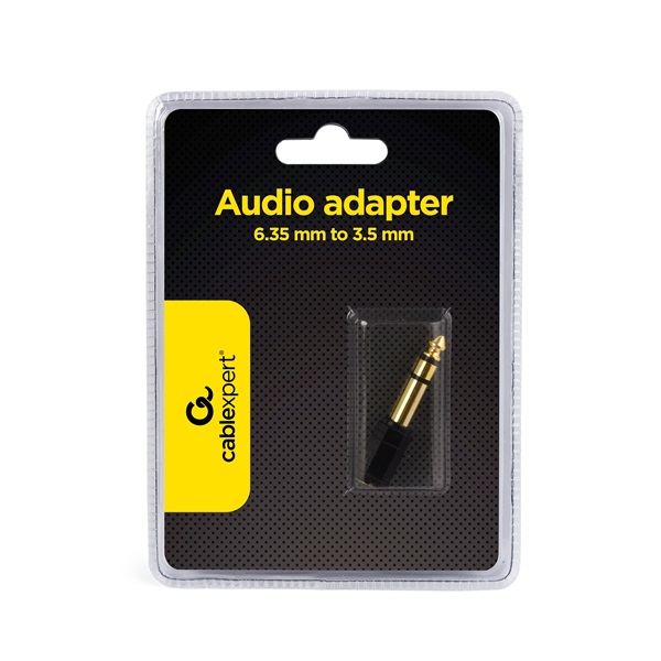 Gembird A-6.35M-3.5F Jack stereo 6,3mm -> Jack stereo 3,5mm M/F fekete adapter