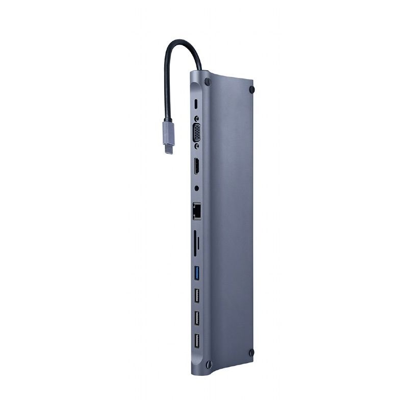 Gembird A-CM-COMBO11-01 11in1 szürke Type C USB HUB