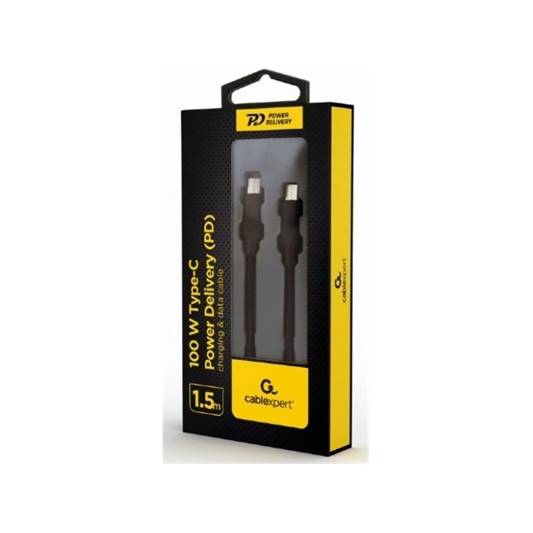 Gembird CC-USB2-CMCM100-1.5M 1,5m PD 100W USB-C - USB-C M/M fekete adatkábel