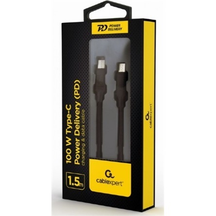 Gembird CC-USB2-CMCM100-1.5M 1,5m PD 100W USB-C - USB-C M/M fekete adatkábel