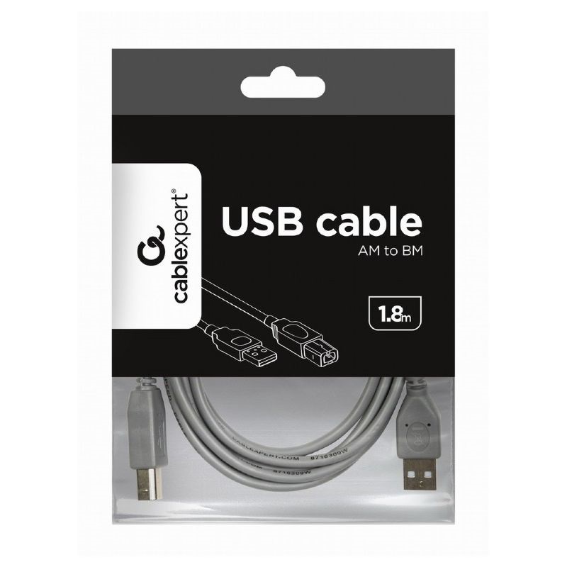 Gembird CCP-USB2-AMBM-6G 1,8m USB A apa - USB B apa szürke kábel