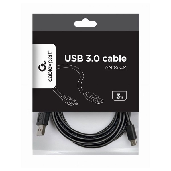 Gembird CCP-USB2-AMCM-10 3m USB A apa - USB C apa fekete kábel