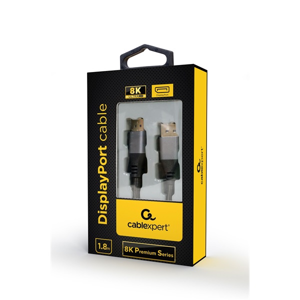 Gembird CC-DP8K-6 1,8m Premium DisplayPort 1.4 -> DisplayPort 1.4 M/M fekete kábel
