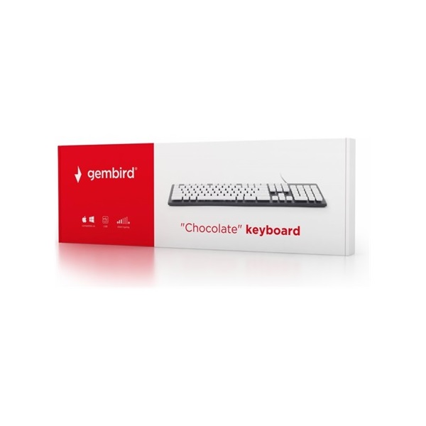 Gembird "Chocolate" USB angol (US) billentyűzet fekete-fehér
