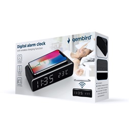 Gembird DAC-WPC-01 vezeték nélküli fekete digitális ébresztőóra