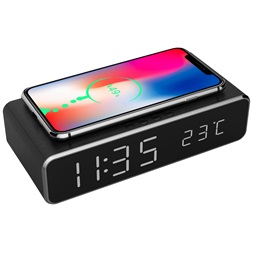 Gembird DAC-WPC-01 vezeték nélküli fekete digitális ébresztőóra