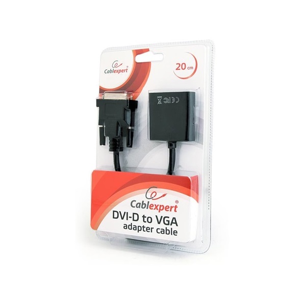 Gembird DVI-D -> VGA M/F adapter 0.2m fekete