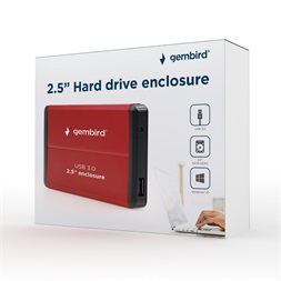 Gembird EE2-U3S-2-R 2.5" USB3.0 SATA piros külső ház