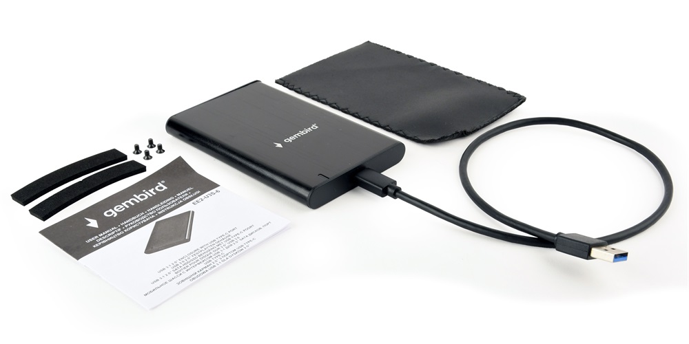 Gembird EE2-U3S-6 EE2-U3S-6 2.5" SATA3 USB-C aluminium fekete külső ház
