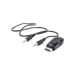 Gembird HDMI -> VGA Jack stereo 3,5mm M/F adapter fekete