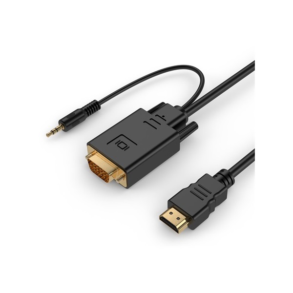 Gembird HDMI -> VGA Jack stereo 3,5mm M/M video jelkábel 1.8m fekete