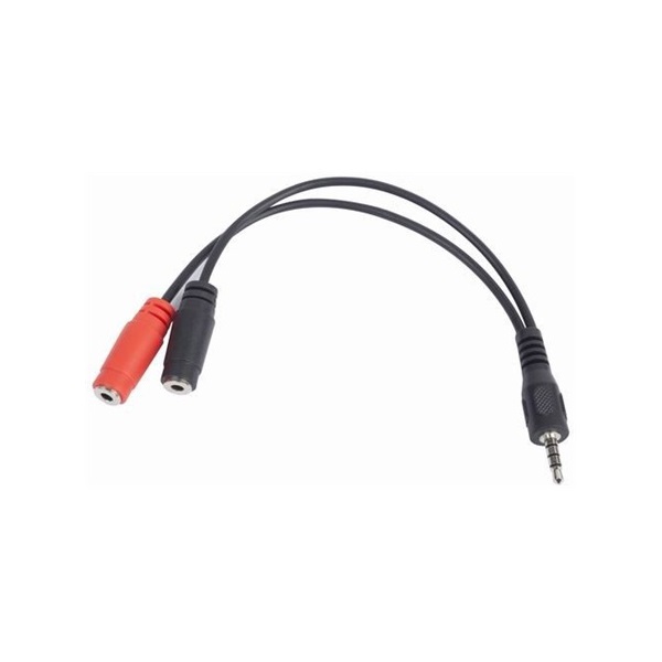Gembird Jack stereo 3,5mm (4pin) -> 2db Jack stereo 3,5mm M/F audio kábel 0.2m fekete